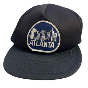 #4641 Atlanta black mesh snap back baseball cap/hat